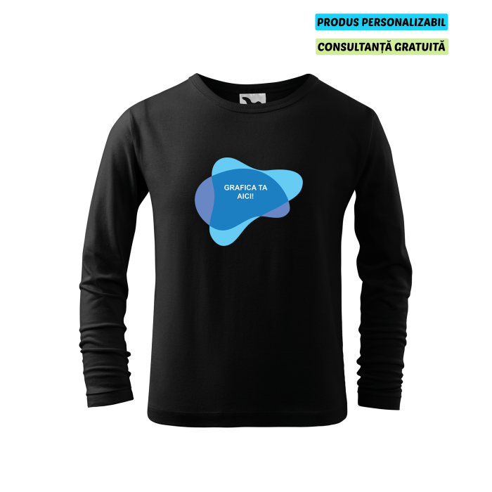 Malfini Tricou maneca lunga Copii Negru FIT-T LS Personalizat