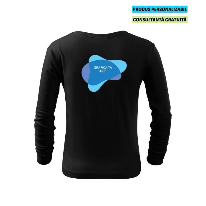 Malfini Tricou maneca lunga Copii Negru FIT-T LS Personalizat