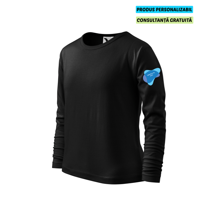 Malfini Tricou maneca lunga Copii Negru FIT-T LS Personalizat