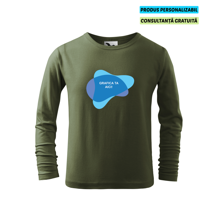 Malfini Tricou maneca lunga Copii Verde kaki FIT-T LS Personalizat