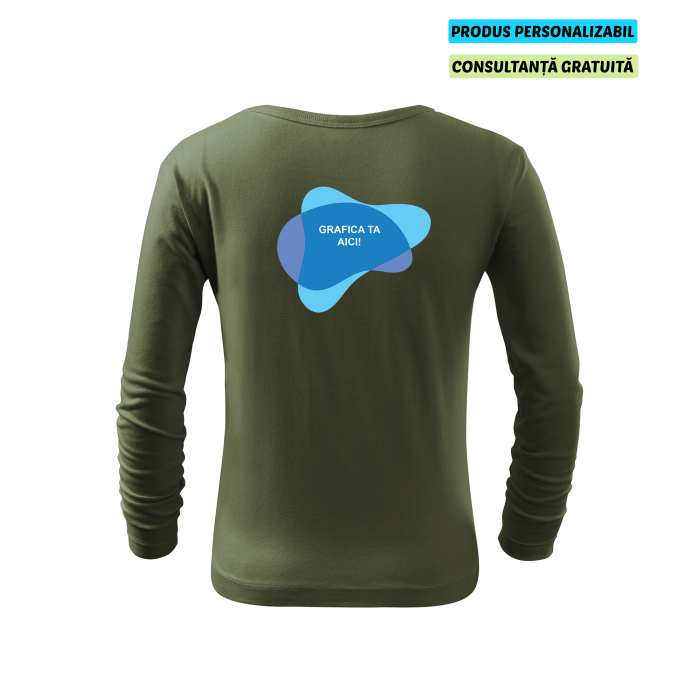 Malfini Tricou maneca lunga Copii Verde kaki FIT-T LS Personalizat