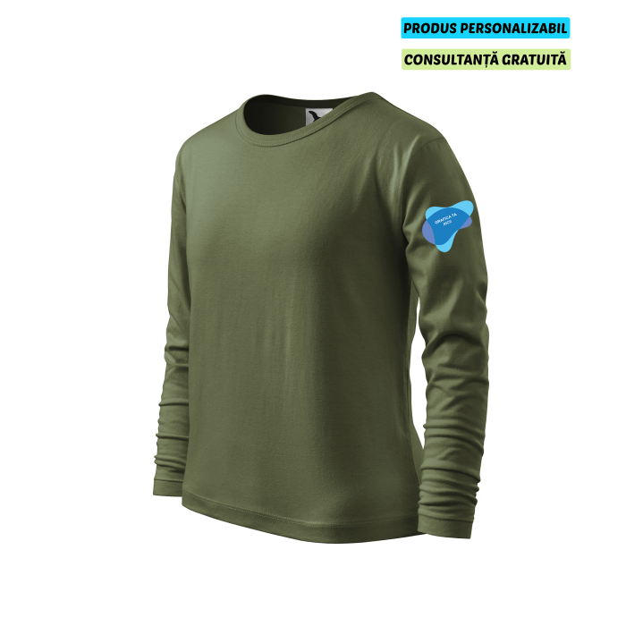 Malfini Tricou maneca lunga Copii Verde kaki FIT-T LS Personalizat