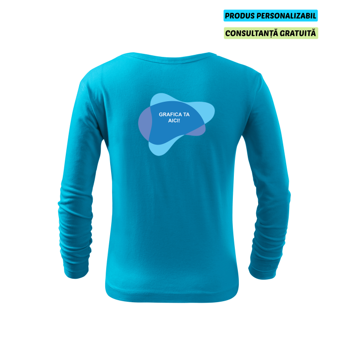 Malfini Tricou maneca lunga Copii Turcoaz FIT-T LS Personalizat