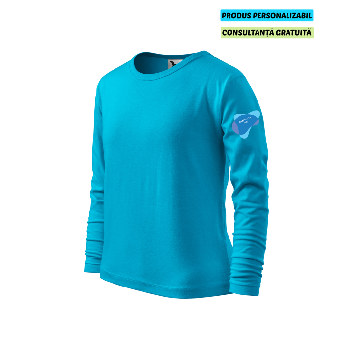 Malfini Tricou maneca lunga Copii Turcoaz FIT-T LS Personalizat
