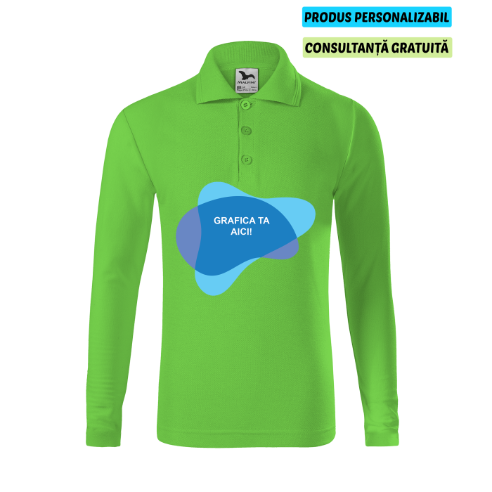 Malfini Tricou Polo maneca lunga Copii Verde mar Personalizat Malfini Tricou Polo maneca lunga Copii Verde mar Personalizat