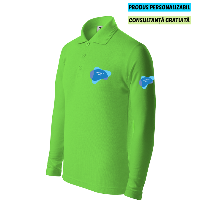 Malfini Tricou Polo maneca lunga Copii Verde mar Personalizat Malfini Tricou Polo maneca lunga Copii Verde mar Personalizat