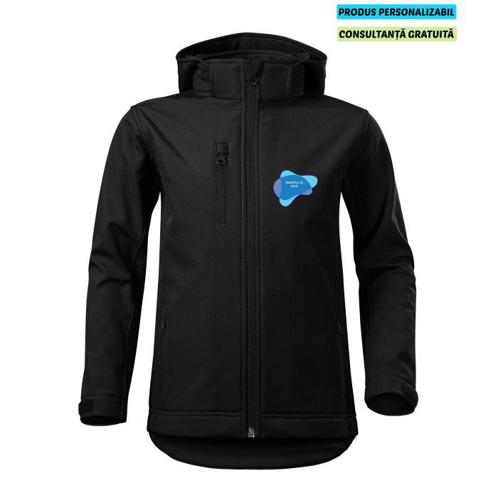 Malfini Jacheta Softshell Copii Negru PERFORMANCE Personalizata