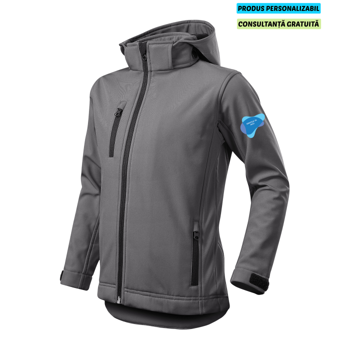 Malfini Jacheta Softshell Copii Gri metalic PERFORMANCE Personalizata