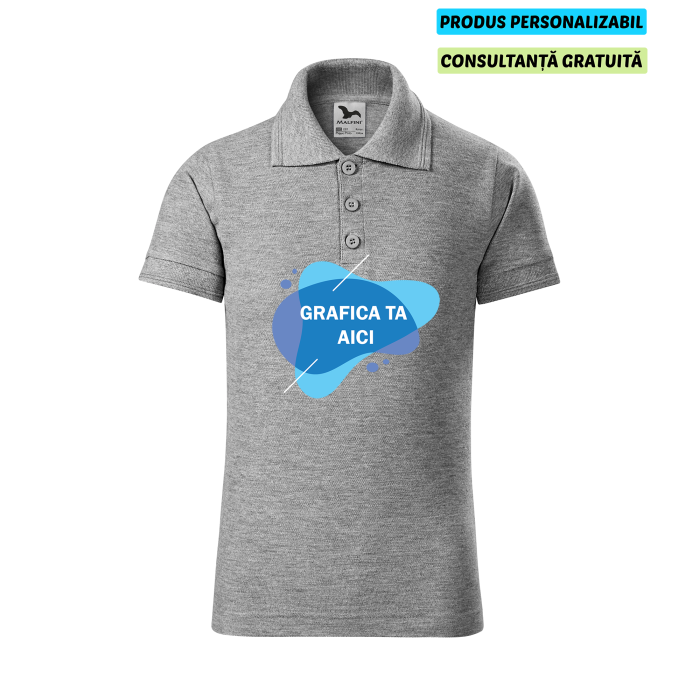 Malfini Tricou Polo Copii Gri inchis Personalizat