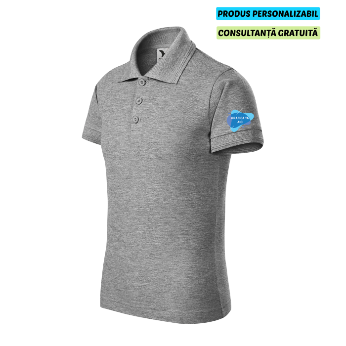 Malfini Tricou Polo Copii Gri inchis Personalizat