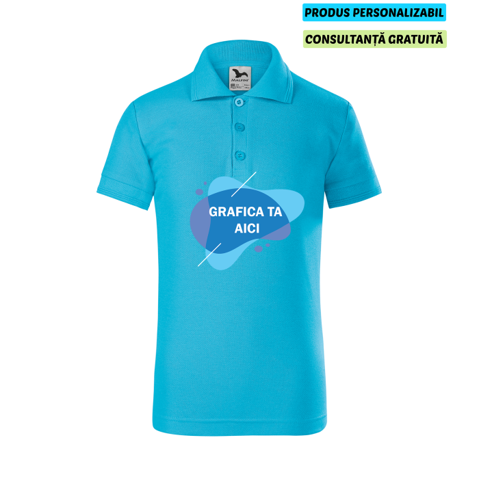 Malfini Tricou Polo Copii Turcoaz Personalizat