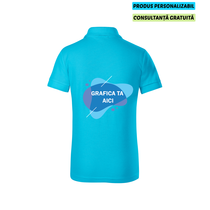 Malfini Tricou Polo Copii Turcoaz Personalizat
