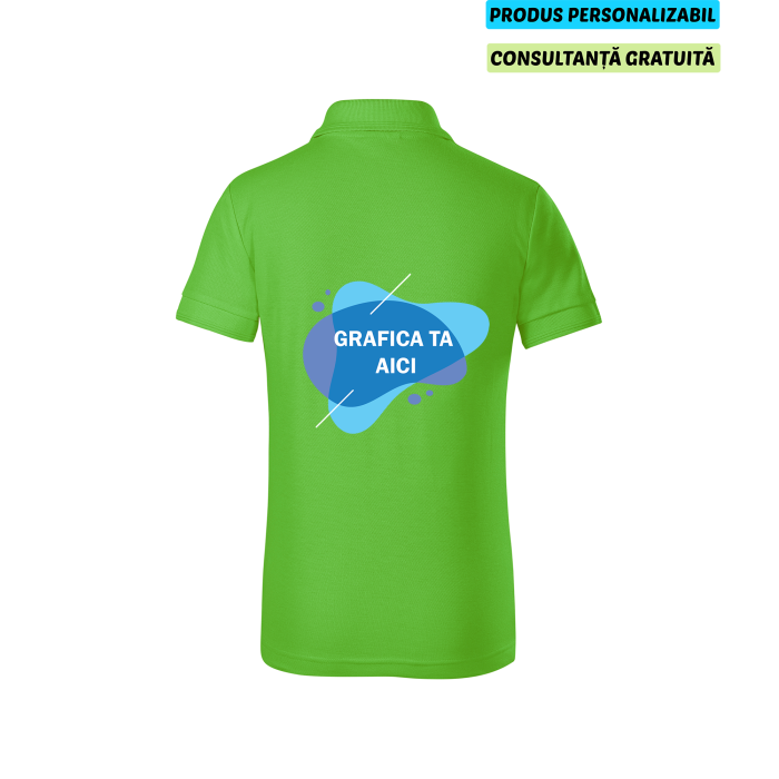 Malfini Tricou Polo Copii Verde mar Personalizat