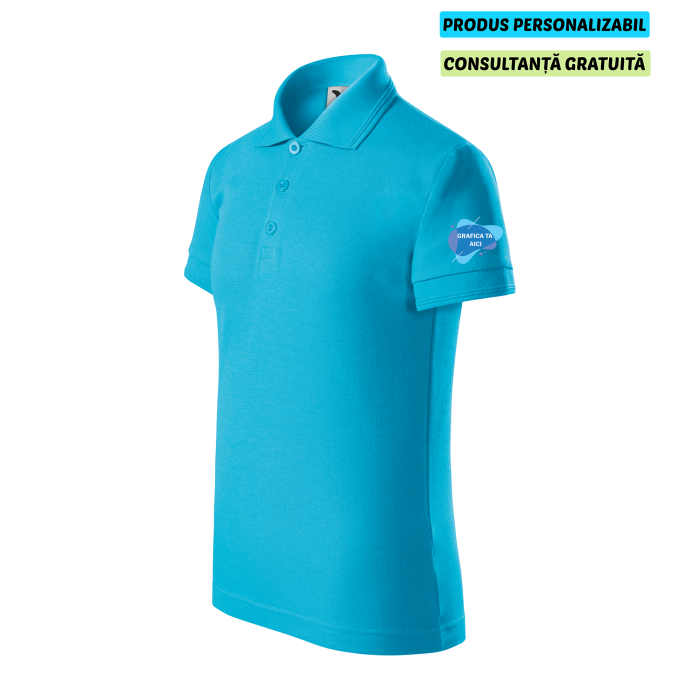 Malfini Tricou Polo Copii Turcoaz Personalizat