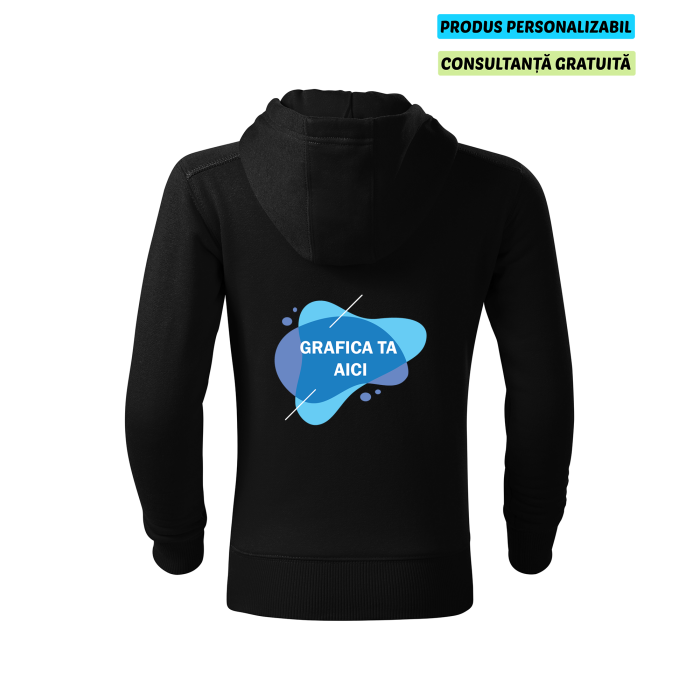 Malfini Hanorac cu fermoar Copii Negru Personalizat Malfini Hanorac cu fermoar Copii Negru Personalizat