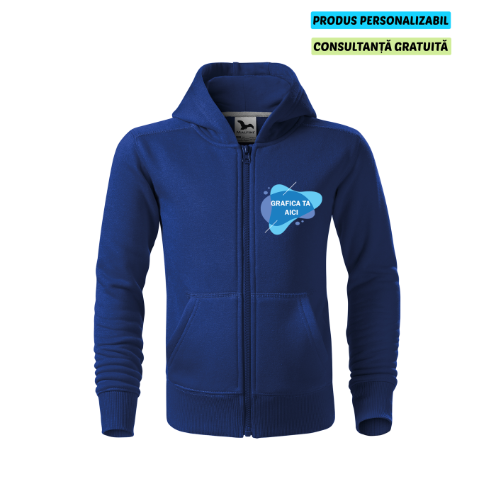 Malfini Hanorac cu fermoar Copii Albastru regal Personalizat