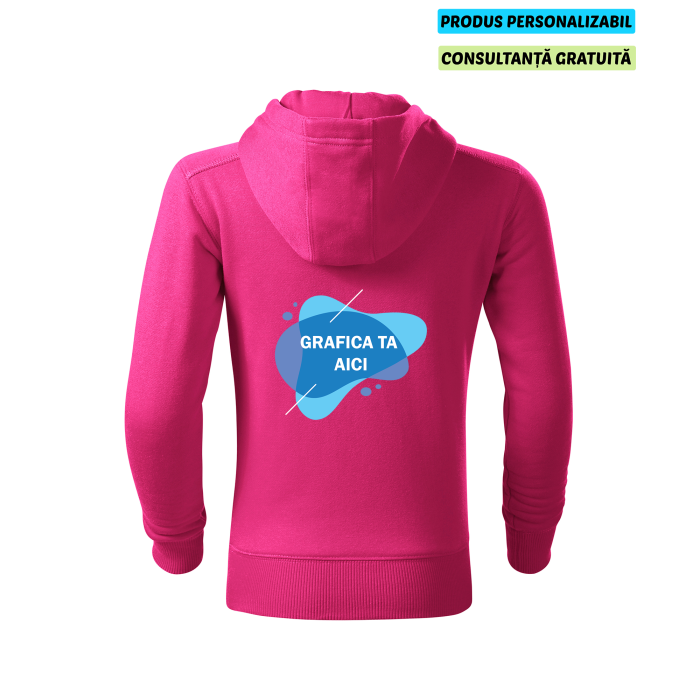 Malfini Hanorac cu fermoar Copii Roz Personalizat Malfini Hanorac cu fermoar Copii Roz Personalizat
