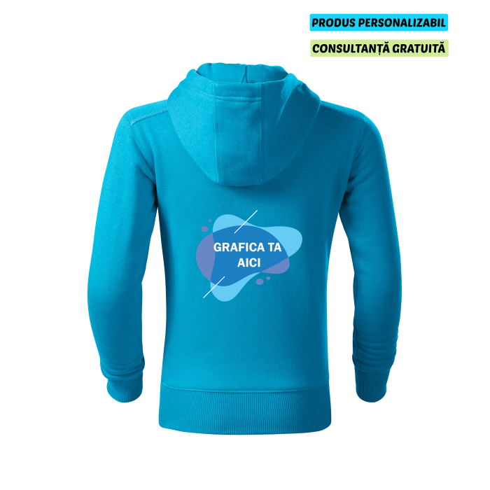 Malfini Hanorac cu fermoar Copii Turcoaz Personalizat Malfini Hanorac cu fermoar Copii Turcoaz Personalizat
