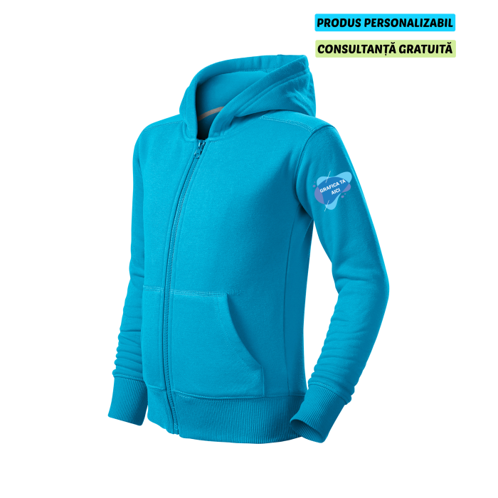 Malfini Hanorac cu fermoar Copii Turcoaz Personalizat Malfini Hanorac cu fermoar Copii Turcoaz Personalizat