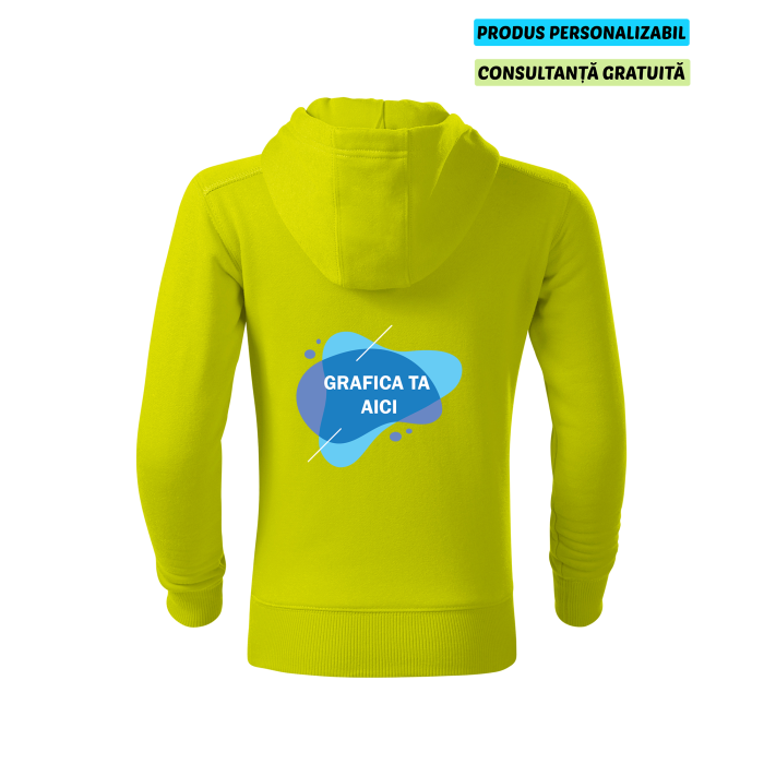 Malfini Hanorac cu fermoar Copii Lime Personalizat