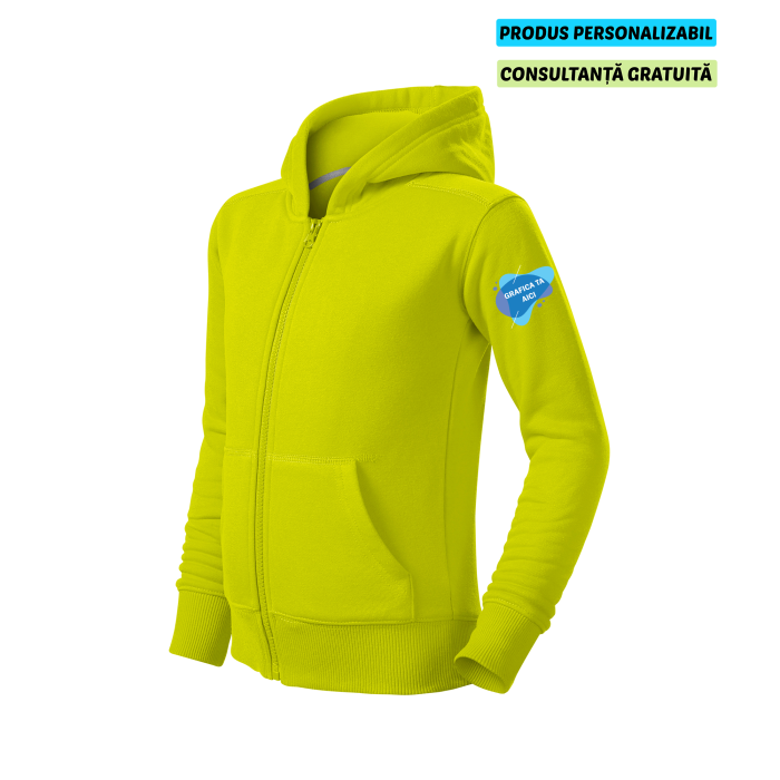 Malfini Hanorac cu fermoar Copii Lime Personalizat
