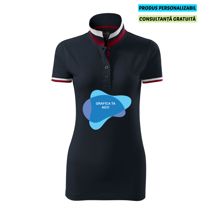 Malfini Tricou Polo Dama Bleumarine Collar up Personalizat