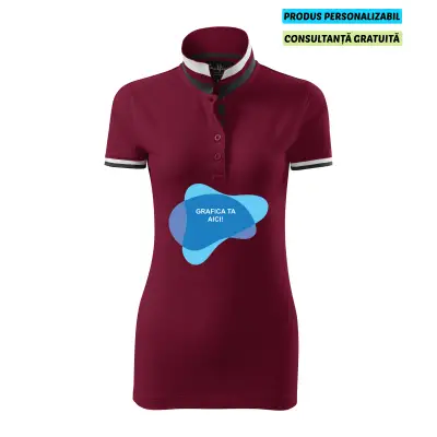 Malfini Tricou Polo Dama Visiniu Collar up Personalizat