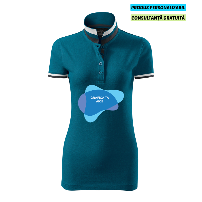 Malfini Tricou Polo Dama Albastru petrol Collar up Personalizat Malfini Tricou Polo Dama Albastru petrol Collar up Personalizat