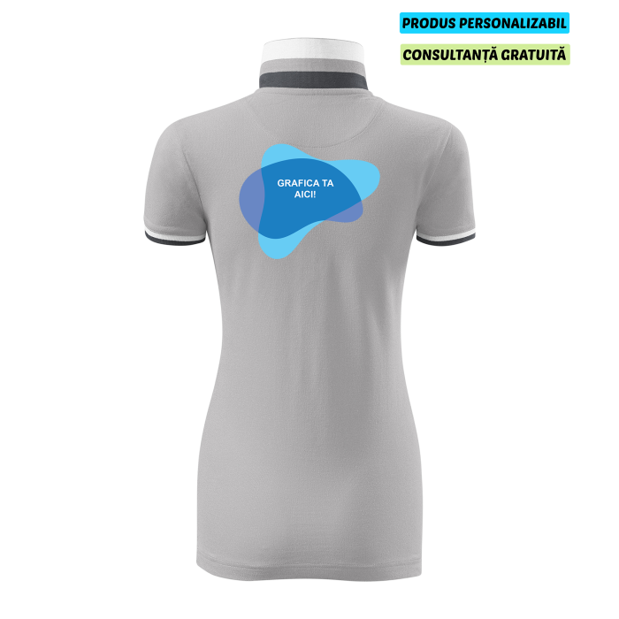 Malfini Tricou Polo Dama Gri deschis Collar up Personalizat