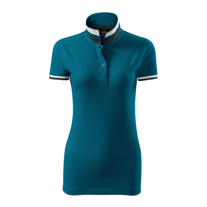Malfini Tricou Polo Dama Albastru petrol Collar up