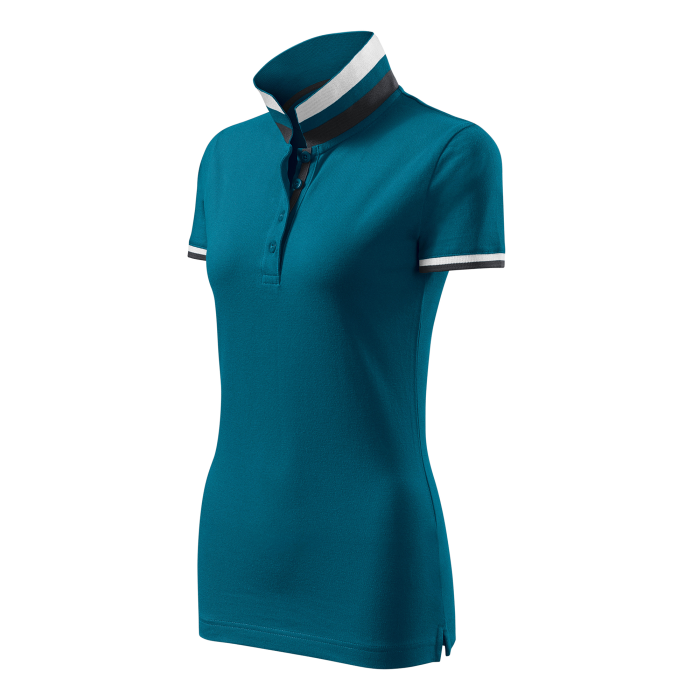Malfini Tricou Polo Dama Albastru petrol Collar up