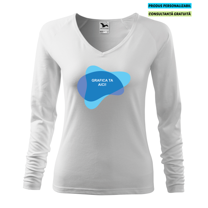 Malfini Tricou maneca lunga Dama Alb Elegance Personalizat