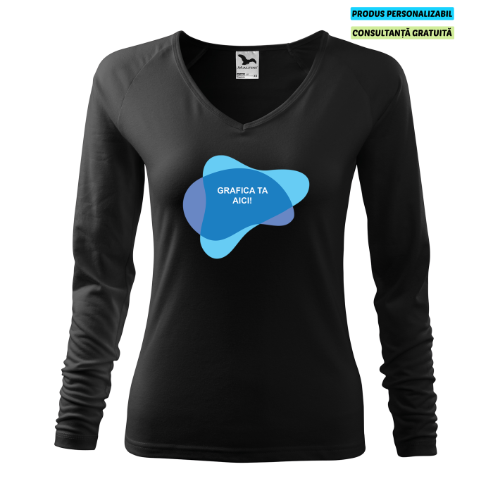 Malfini Tricou maneca lunga Dama Negru Elegance Personalizat