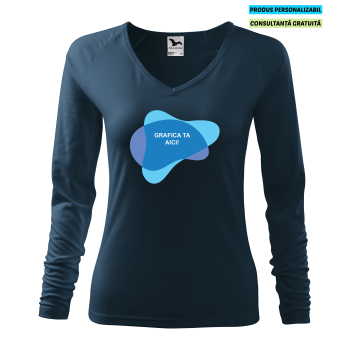 Malfini Tricou maneca lunga Dama Bleumarine Elegance Personalizat