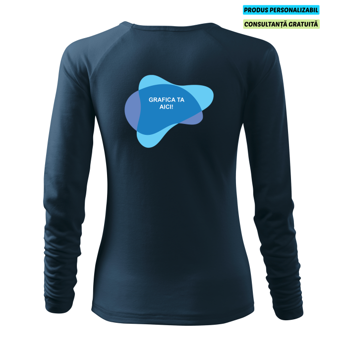 Malfini Tricou maneca lunga Dama Bleumarine Elegance Personalizat