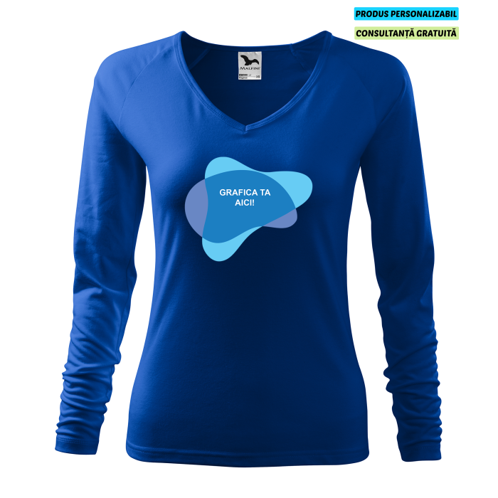 Malfini Tricou maneca lunga Dama Albastru regal Elegance Personalizat