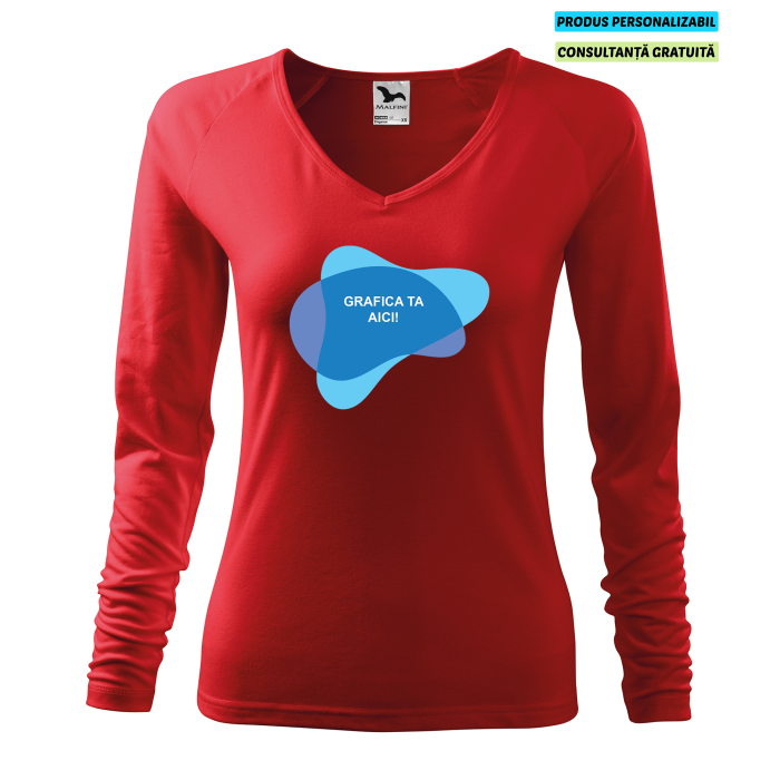Malfini Tricou maneca lunga Dama Rosu Elegance Personalizat