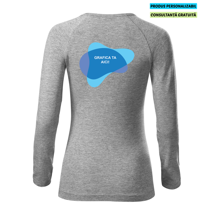 Malfini Tricou maneca lunga Dama Gri inchis Elegance Personalizat