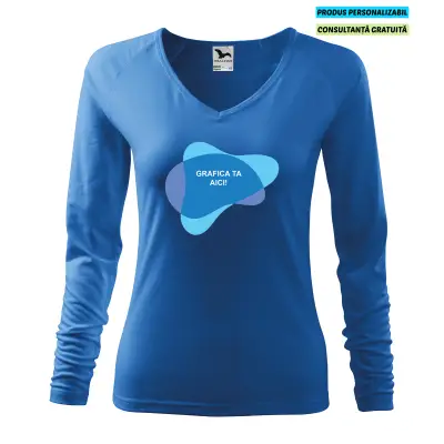 Malfini Tricou maneca lunga Dama Albastru azuriu Elegance Personalizat