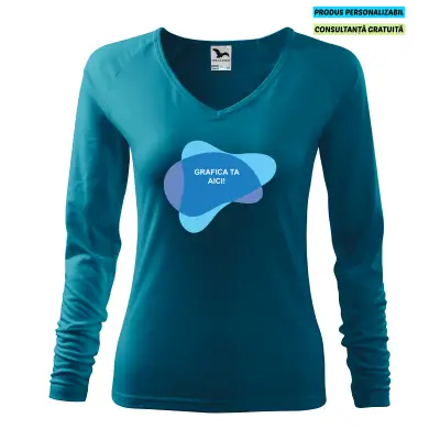 Malfini Tricou maneca lunga Dama Turcoaz inchis Elegance Personalizat