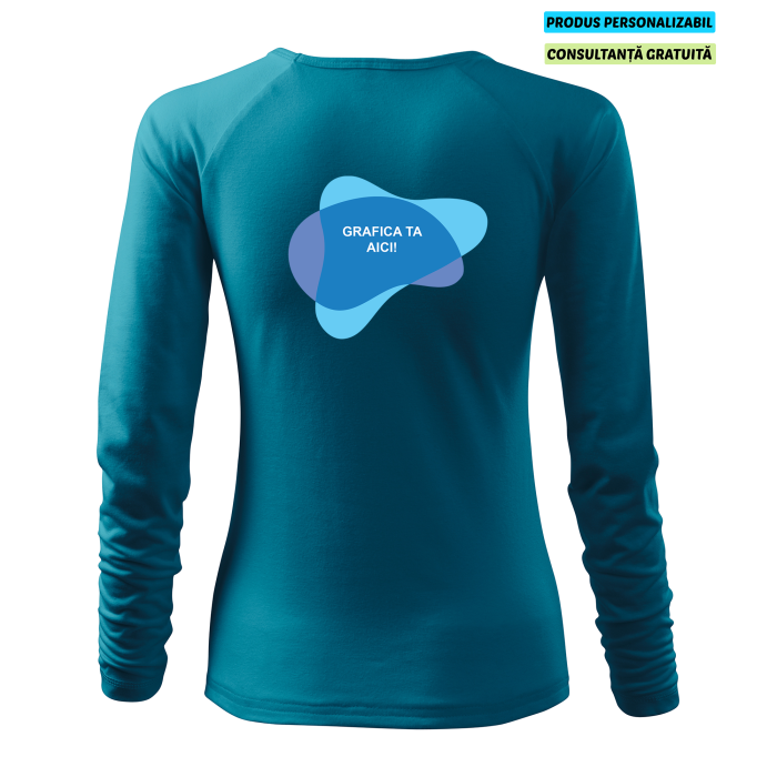 Malfini Tricou maneca lunga Dama Turcoaz inchis Elegance Personalizat