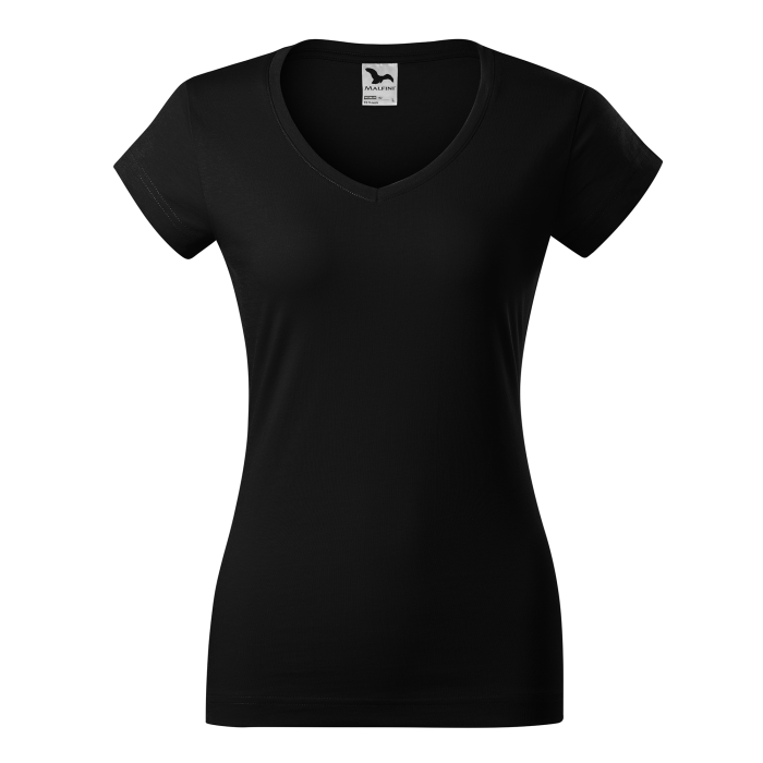 Malfini Tricou Dama Negru Fit V-neck