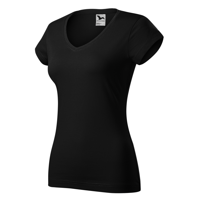 Malfini Tricou Dama Negru Fit V-neck