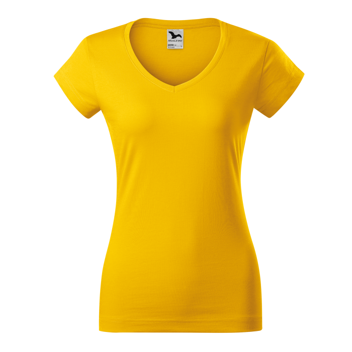 Malfini Tricou Dama Galben Fit V-neck