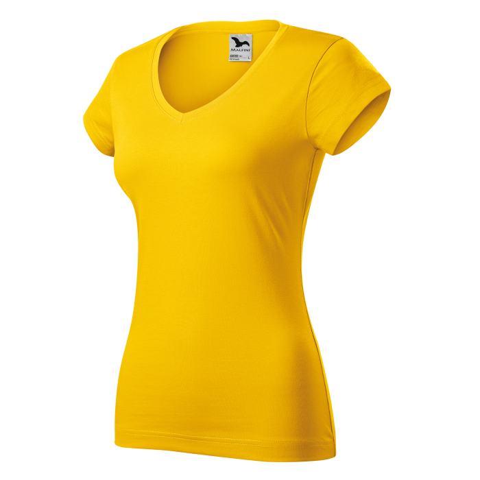 Malfini Tricou Dama Galben Fit V-neck