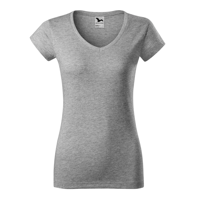 Malfini Tricou Dama Gri inchis Fit V-neck