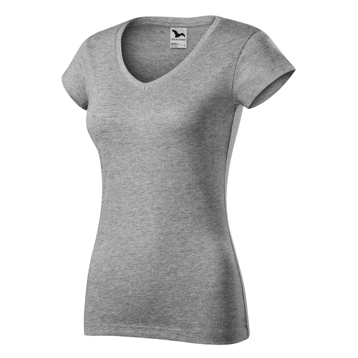 Malfini Tricou Dama Gri inchis Fit V-neck