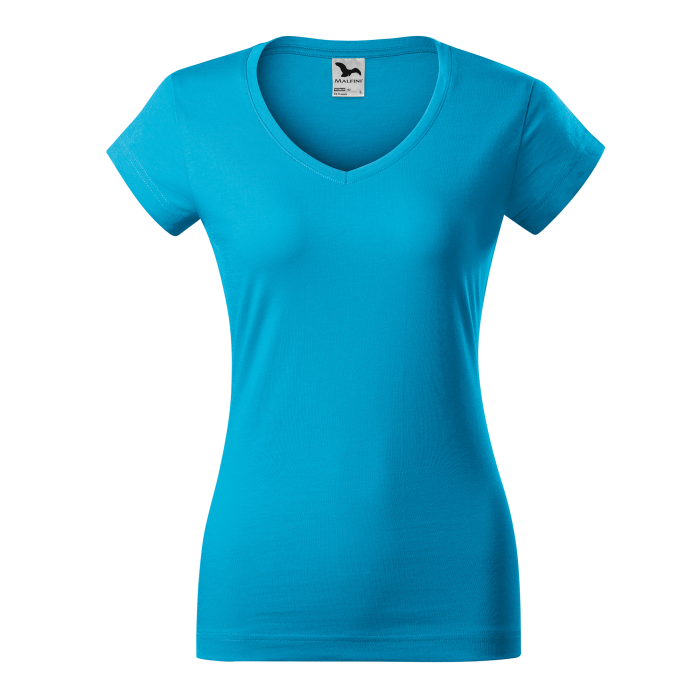 Malfini Tricou Dama Turcoaz Fit V-neck
