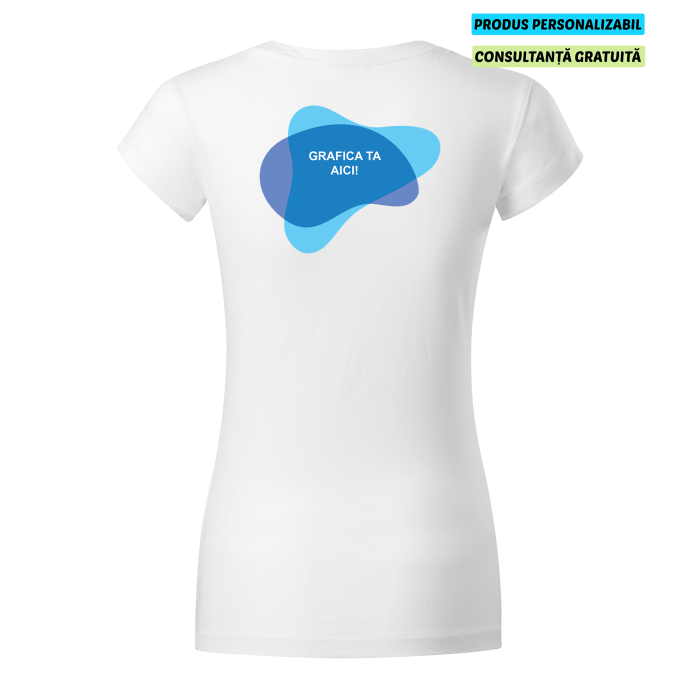 Malfini Tricou Dama Alb Fit V-neck Personalizat