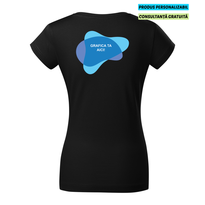 Malfini Tricou Dama Negru Fit V-neck Personalizat